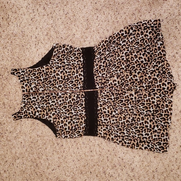 Leopard Print and Black Lace Romper - Picture 2 of 6